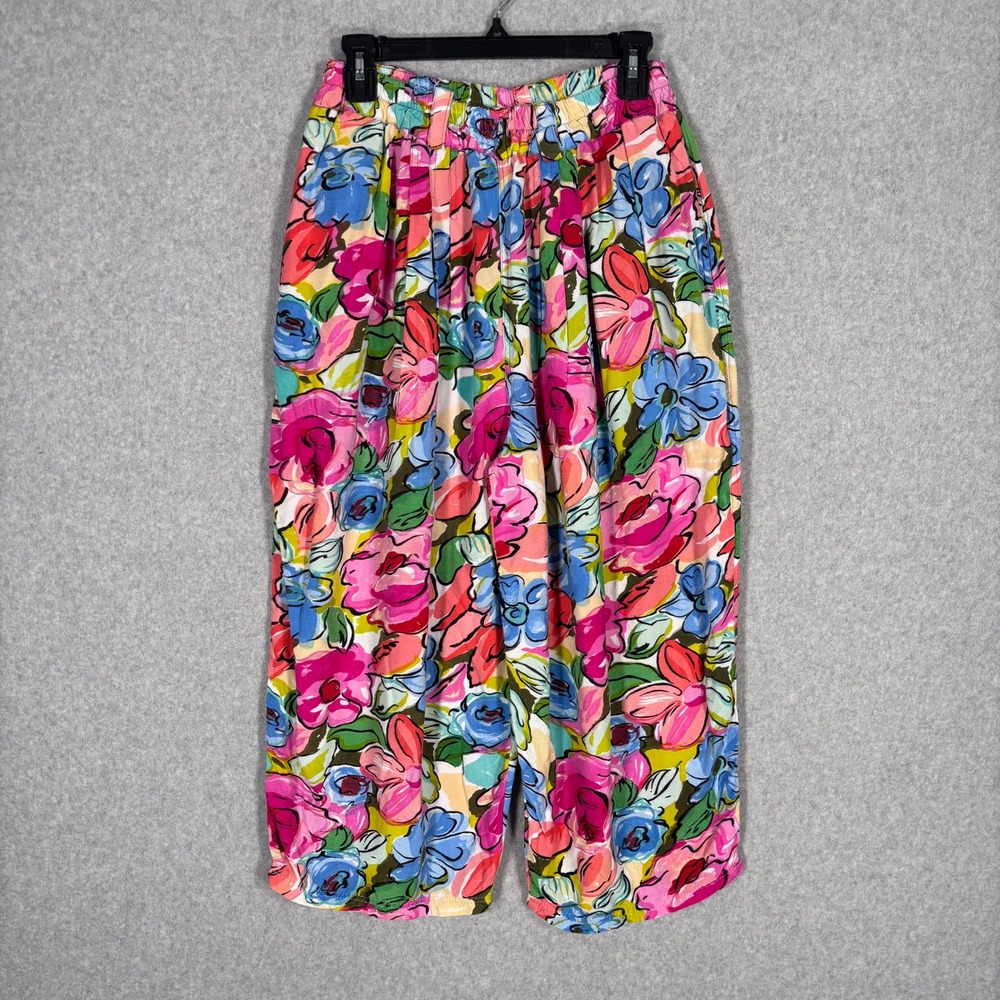 Vintage Express Wide Leg Pleated Crop Culotte‎ Pants Large 90s 80s Maximalist